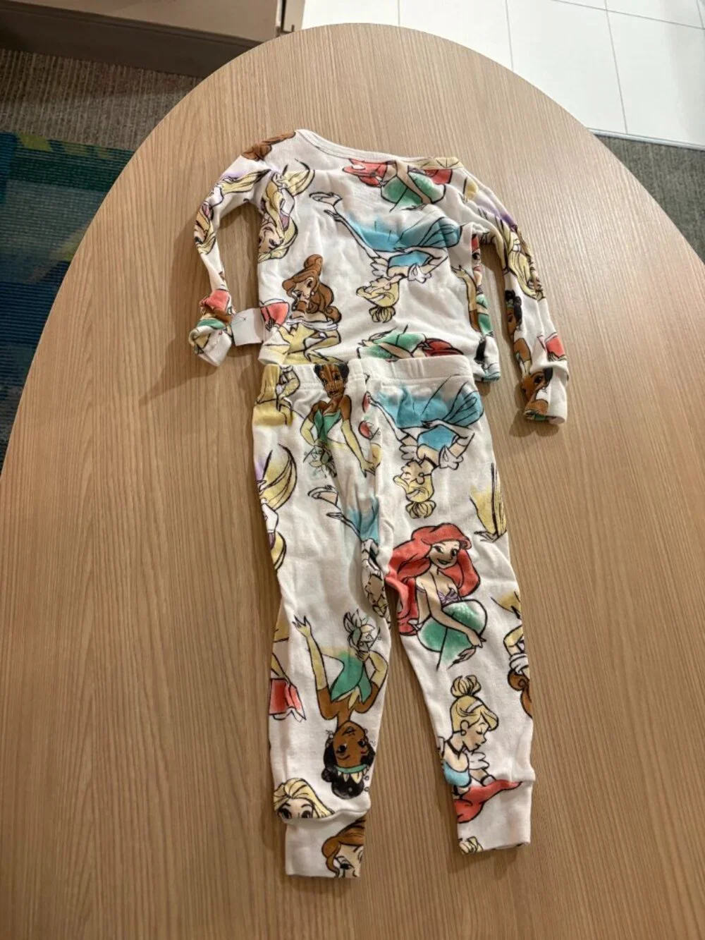 Disney Princess Pajamas 2T Long Sleeve Tiana Belle Ariel Rapunzel Cinderella